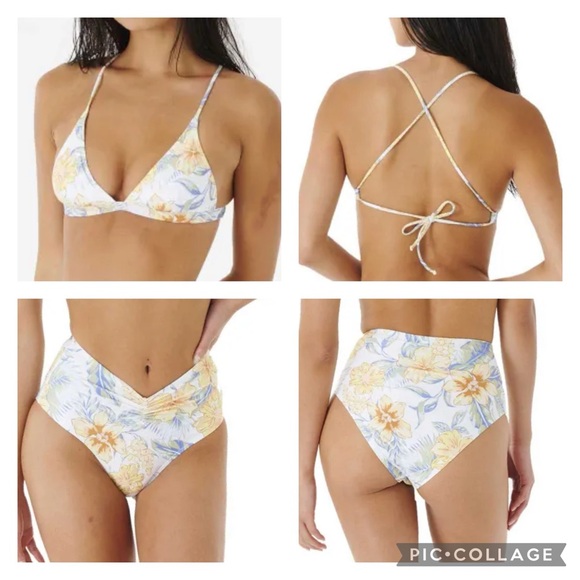 Rip Curl Other - Rip Curl Always Summer X Back Triangle Bikini Top & High Waist Bikini Bottom, M